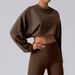 Women's Clothing Round Neck Sweatshirt T Shirt Sports Short Bottoming Shirt Yoga Running Loose Long Sleeved Top For Women_ecoleips.com