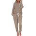 Women's Clothing Two Piece Casual Pocket Suit Women’s Casual Button-Up Lounge Set – Pocket Pullover & Relaxed Pants_ecoleips.com
