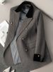 2025 Fall/Winter New Loose-Fit Blazer With Stylish Design, Slimming Gray Women's Suit Jacket_ecoleips.com
