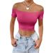 Voya New Foreign Trade Sexy Sweet And Spicy Style One Piece T-shirt Summer New Off Shoulder Short Top For Women_ecoleips.com
