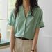 Solighter French Style Cuban Collar Letter Embroidery Shirt For Women Summer 2025 New Loose Short Sleeve Blouse_ecoleips.com