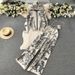 K Fashion Suit Women's Ink Painting Zipper Hooded Knitted Sweatshirt Two-piece Set High Waist Wide Leg Pants_ecoleips.com