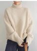 K Thickened High-neck Loose Versatile Knitted Pullover Sweater For Women; Lazy Style Base Layer To Be Worn As Outerwear._ecoleips.com