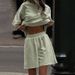 Women's Clothing Casual Suit Solid Color Round Neck Short Sleeve Elastic Sports Shorts Two Piece Suit_ecoleips.com