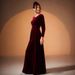 Modest Abaya Dress/Muslim Dress Women Elegant Plus Size Velvet Evening Dress With Long Sleeves & Pleated A-Line Hem For Women_ecoleips.com