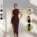 Women's Clothing Slim Sleeveless Heart Texture Backless Slit Irregular Sexy Tight Dress Women_ecoleips.com