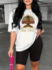 Summer Women's Casual And Fashionable Letter Pattern Printed Loose T-shirt+shorts Two-piece Sportswear Suitable For Daily Wear-119_ecoleips.com