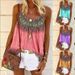 Women's Clothing Women's Loose Casual Round Neck Camisole Vest T-Shirt Hand Painted Print Style Summer Top_ecoleips.com