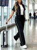 Summer Women's 3-Piece Set Sleeveless Top Jacket Pants Casual Outfit Chic Loungewear_ecoleips.com