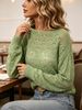 Mint Green Boat Neck Hollow Pit Rib Knit Sweater, Loose Lightweight Breathable Micro Hole Soft Skin-touch Long Sleeve Pullover_ecoleips.com