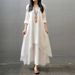 European And American Best-selling Cotton And Linen Comfortable Loose Short Sleeved Dress_ecoleips.com