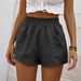 Aria Basics Aria Basics 2025 European And American Cross-border Women's Shorts, Fashionable Elastic High-waisted A-line Pocket Wide-leg_ecoleips.com