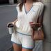 Women's Clothing Sleeveless Sweater V Neck Women's Top Suit Fashionable Casual Contrast Color High End Women's Two Piece Suit_ecoleips.com