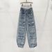 Women's Clothing Workwear Design Denim Leggings For Women Spring New Multi Pocket High Waist Slim Harem Trousers_ecoleips.com