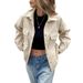 Women's Warm Long Sleeved Solid Color Jacket With Lapel Pockets Autumn Winter Fashion England Style Overcoat Regular Size_ecoleips.com