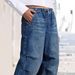 Women's Clothing Mid waist Wide leg Pleated Loose Jeans Women's Street Retro Straight Pants _ecoleips.com