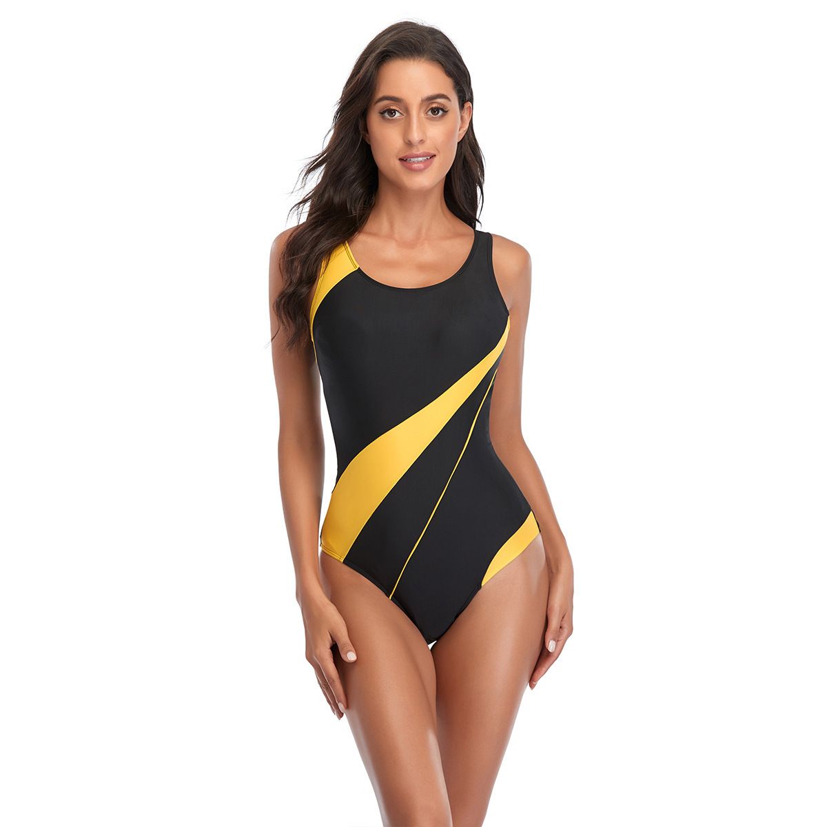 One Piece Women's Swimsuit Competitive Style Comfortable Fashionable Sports Color Matching Triangle Multi Color Ladies Swimwear_ecoleips.com