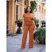 European And American Style Women's Fashion Off-Shoulder Asymmetrical Ruched Wide Leg Pants Two-Piece Set GL6818_ecoleips.com