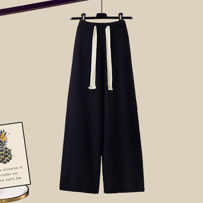 Women's Clothing Plus Size Autumn And Winter Suits Thickened Vest Versatile Knitted Sweater Wide Leg Pants Three Piece Suit_ecoleips.com