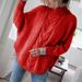 Women's Batwing Sleeve Knitted Sweater - Soft Cotton Blend High Neck Pullover, Loose Fit Casual Elegant Tops For Fall Winter (Multiple Colors & Sizes)_ecoleips.com