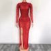 Stage-Ready Glitter Mesh Gown – Long Sleeve Bodycon Evening Dress With Crystal Embellishments For Performers_ecoleips.com