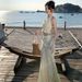 Sexy Hot Girl Fashion For Women: Halter Neck Strap Top And High Waist Patchwork Long Skirt Two-Piece Set_ecoleips.com