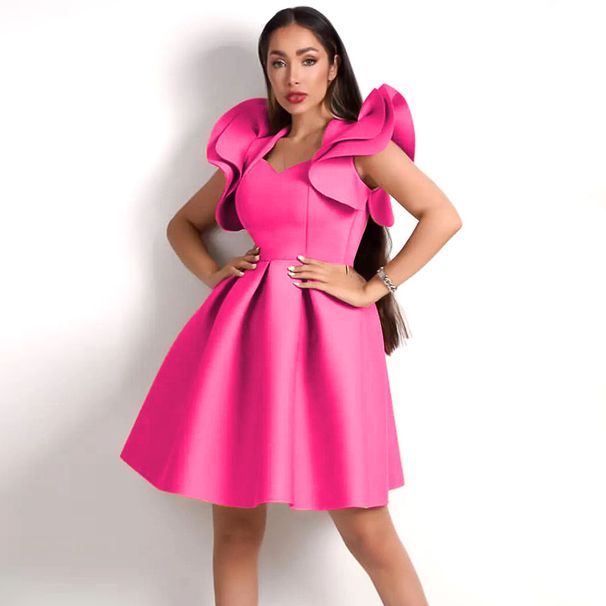 Women's Clothing Design Niche Ruffle Slim Dress Large Size High Waist Elegant Dress Birthday Dress_ecoleips.com