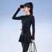 Conservative Long Sleeved Two Piece Swimsuit for Women plus Size Slimming Skirt Sun Protection Fuller Figure_ecoleips.com