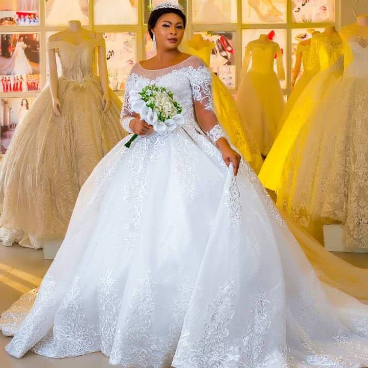 Women's Clothing New Mid Waist Long Sleeved Lace White Heavy Duty One Shoulder Long Tail Wedding Dress Autumn_ecoleips.com