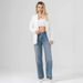 Women's High-Waisted Wide-Leg Jeans – Stretchy Cotton Denim, Long Length, Retro Blue, Office & Casual Wear (Relaxed Fit, Comfortable & Stylish)_ecoleips.com