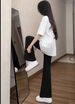 Black Flared Dress Pants For Women – High-Waisted Office Trousers With Horsehoof Hem (S-XXL, Split/No-Split/Fleece Options)_ecoleips.com