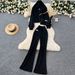 Women's 3 Piece Sportswear Set Base Layer Tank Top Long Sleeved Hooded Jacket Casual Flared Pants Simple Autumn Outfit_ecoleips.com