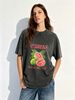 Tropical Guavas Fruit Letter Graphic | Vintage Dopamine Women T-Shirt Acid Washed Oversized Fit Summer Festival Holiday Outfit_ecoleips.com