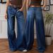 Women's Slimming Stretch Wide Leg Jeans Loose Fitting Straight Leg Denim for Casual Comfortable Wear_ecoleips.com