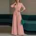 Women's Fashionable Spring Commuter Two Piece Set American Style Lace Up Jacket And Trousers Solid Color Lazy Style_ecoleips.com