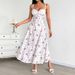 French-style Spring-summer New Sweet Fresh Printed Strapless Dress With Back Tie, Waist-cinching And Slimming Effect_ecoleips.com