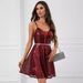New European And American Style Women's Sequin With Deep V-neck, Off-shoulder, A-line, Strapless Party Mini Dress 9055_ecoleips.com
