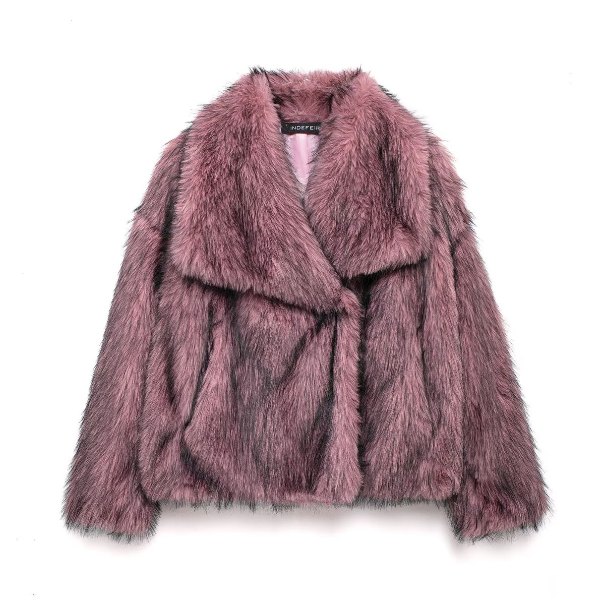 French-Inspired Faux Fur Short Coat – Oversized Lapel Jacket In 15 Trendy Colors, Boho Streetwear Essential_ecoleips.com