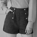 Women's High Waist Corduroy Autumn Winter Slimming Wide Leg A-Line Shorts Casual Black_ecoleips.com