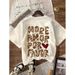 EMERY ROSE Women's Pure Cotton T Shirts European Size Autumn Leopard Print Top for Ladies_ecoleips.com