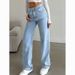 High Waist Women's Light Washed Jeans Loose Wide Leg Straight Pants Large Size Comfortable Fit Denim_ecoleips.com