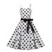 Women's Clothing Polka Dot Dress Retro Long Skirt With Lace Up Skirt With Suspenders_ecoleips.com