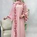 Women's Clothing Fashion Street Chiffon Pink Round Neck Plant Pattern Embroidered Long Dress_ecoleips.com