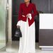 Women's Clothing New Fashion Temperament OL Trumpet Sleeve Top Pleated Wide Leg Pants Two Piece African Suit_ecoleips.com