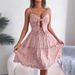 2026 Spring/Summer Floral Bow V-Neck Ruffle Hem Maxi Dress Vacation Sundress Women's Clothing_ecoleips.com