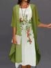 2024 Europe And The United States Summer Women's Casual Dress Two-piece Floral Print Round Collar Repair Maxi_ecoleips.com