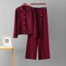 Women's Clothing Knitted Suit Single Breasted Polo Collar Sweater Casual Sports Wide Leg Pants Two Piece Suit_ecoleips.com