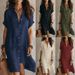 Fashionable Casual Solid Color Shirt Dress Women's Button Down Mid Length Short Sleeved Spring/Autumn Summer_ecoleips.com