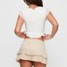 European And American Bubble Crepe Ruffle Trim Tie-Up Crop Top Spring Summer Slim Fit Short Sleeve_ecoleips.com