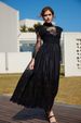 Long Sleeved Lace Half High Collar Splicing Dress Sweet Temperament Elegant Long Evening Dress Skirt_ecoleips.com
